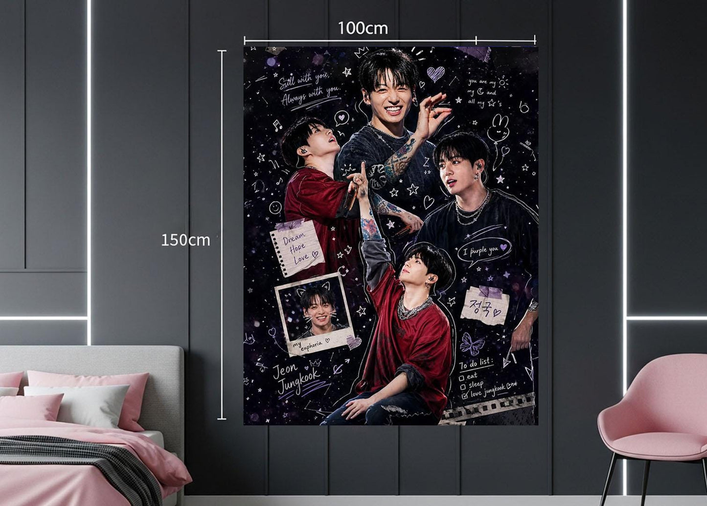 Jungkook Hanging Tapestry | Bantan Boys | Personalized Wall Art | Polyester Fabric | Ship Flag Banner