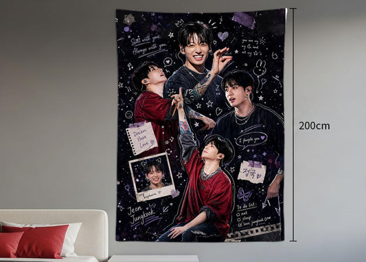 Jungkook Hanging Tapestry | Bantan Boys | Personalized Wall Art | Polyester Fabric | Ship Flag Banner