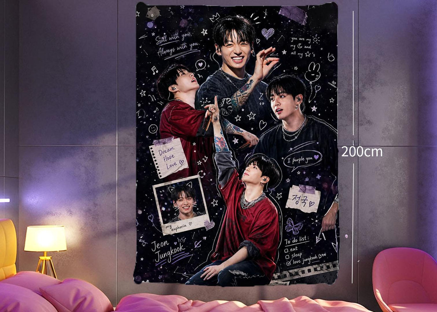 Jungkook Hanging Tapestry | Bantan Boys | Personalized Wall Art | Polyester Fabric | Ship Flag Banner