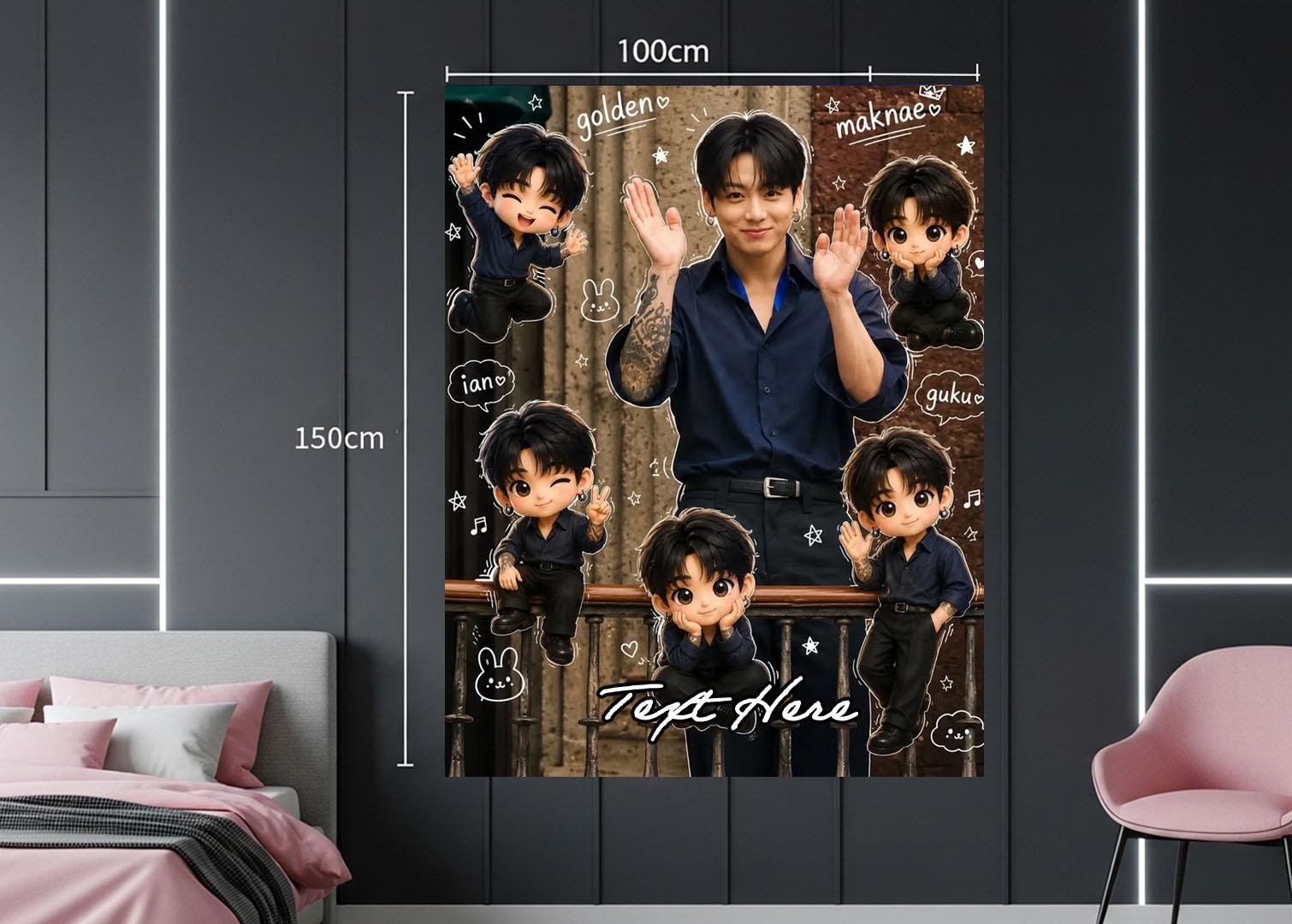 Jungkook Hanging Tapestry | Bantan Boys | Personalized Wall Art | Polyester Fabric | Ship Flag Banner