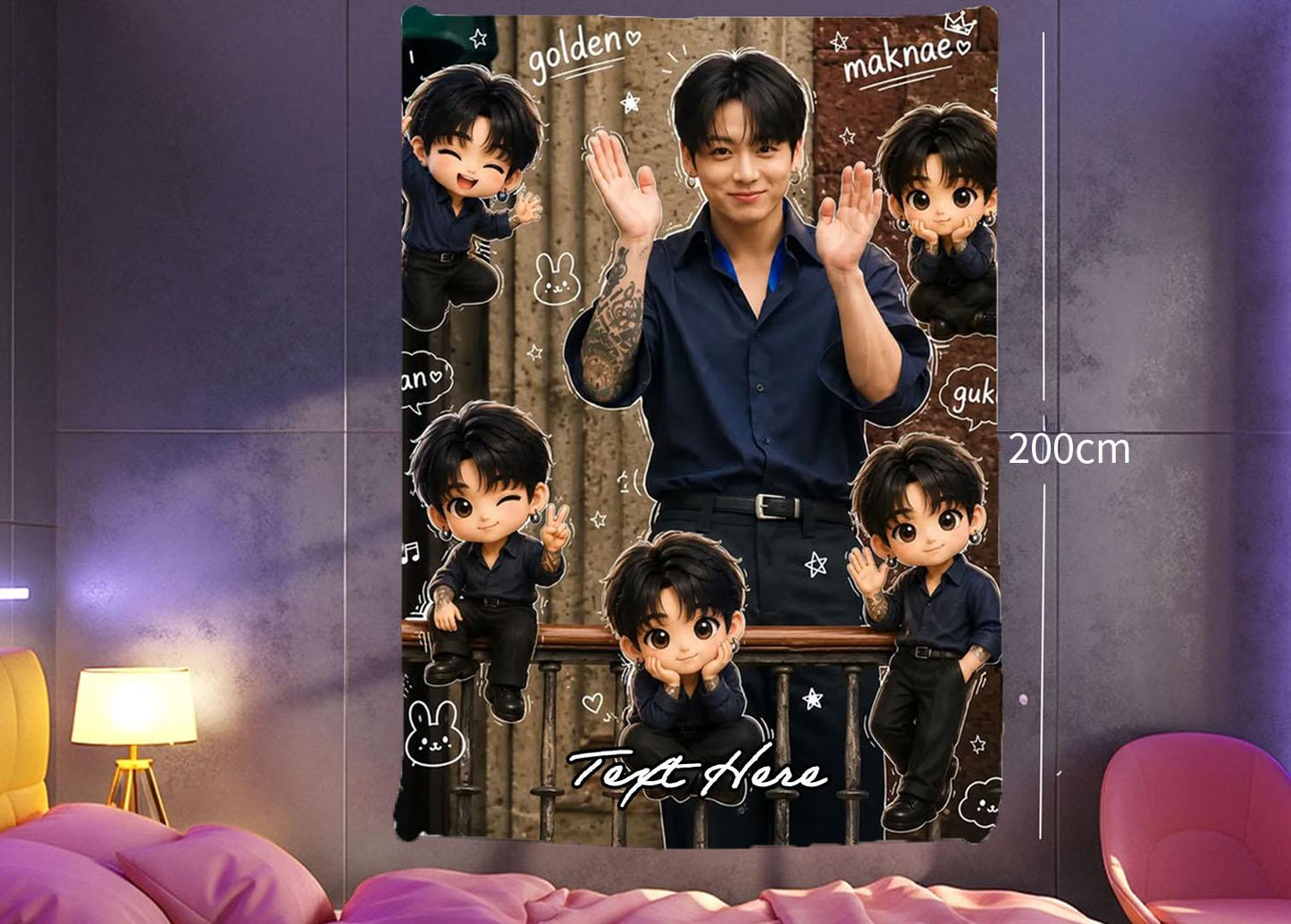 Jungkook Hanging Tapestry | Bantan Boys | Personalized Wall Art | Polyester Fabric | Ship Flag Banner