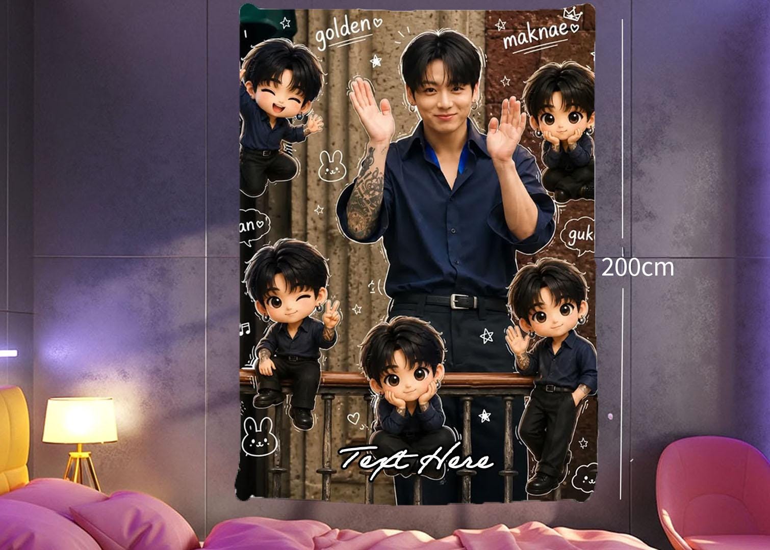 Jungkook Hanging Tapestry | Bantan Boys | Personalized Wall Art | Polyester Fabric | Ship Flag Banner