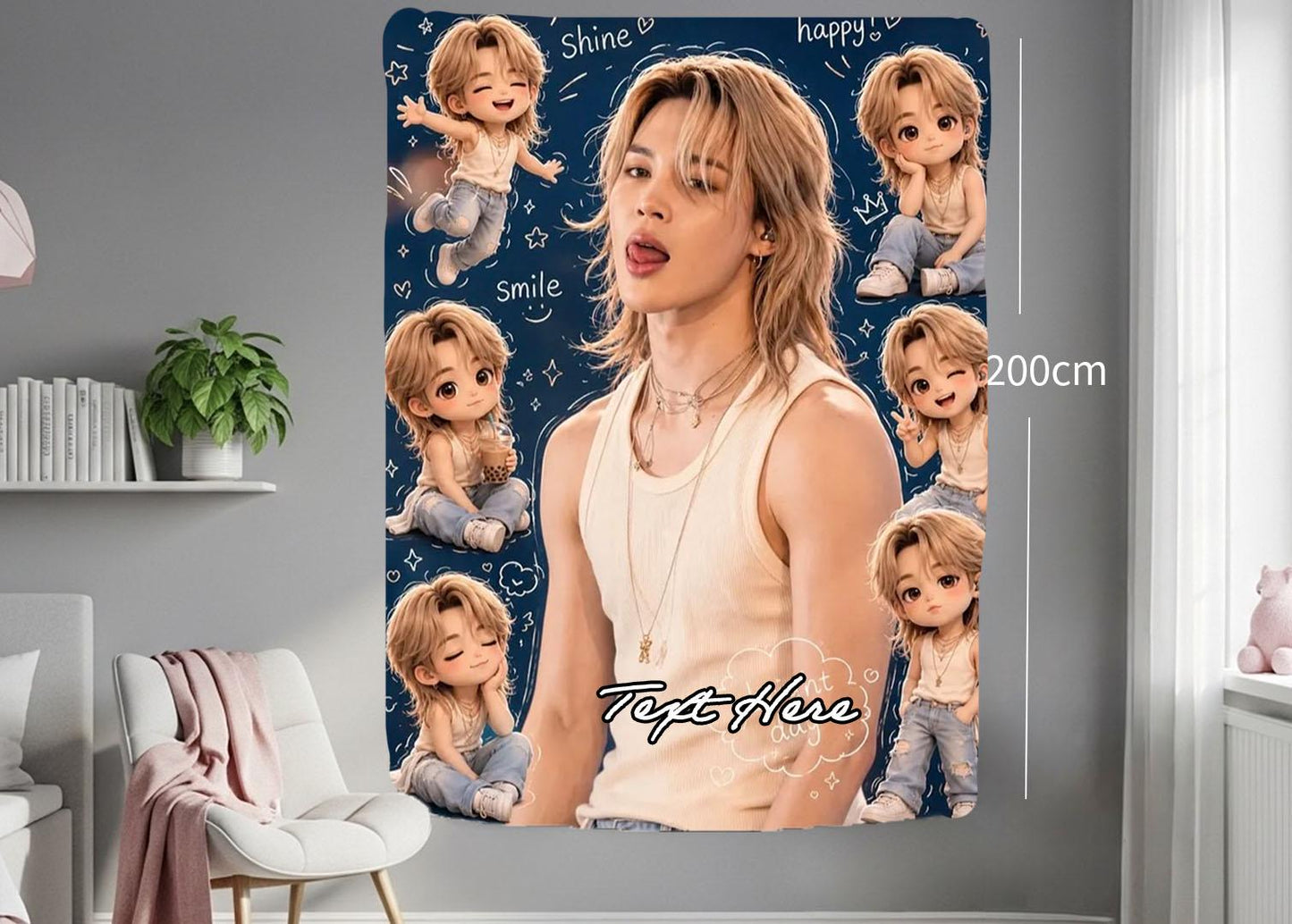 Jimin Hanging Tapestry | Bantan Boys | Personalized Wall Art | Polyester Fabric | Ship Flag Banner