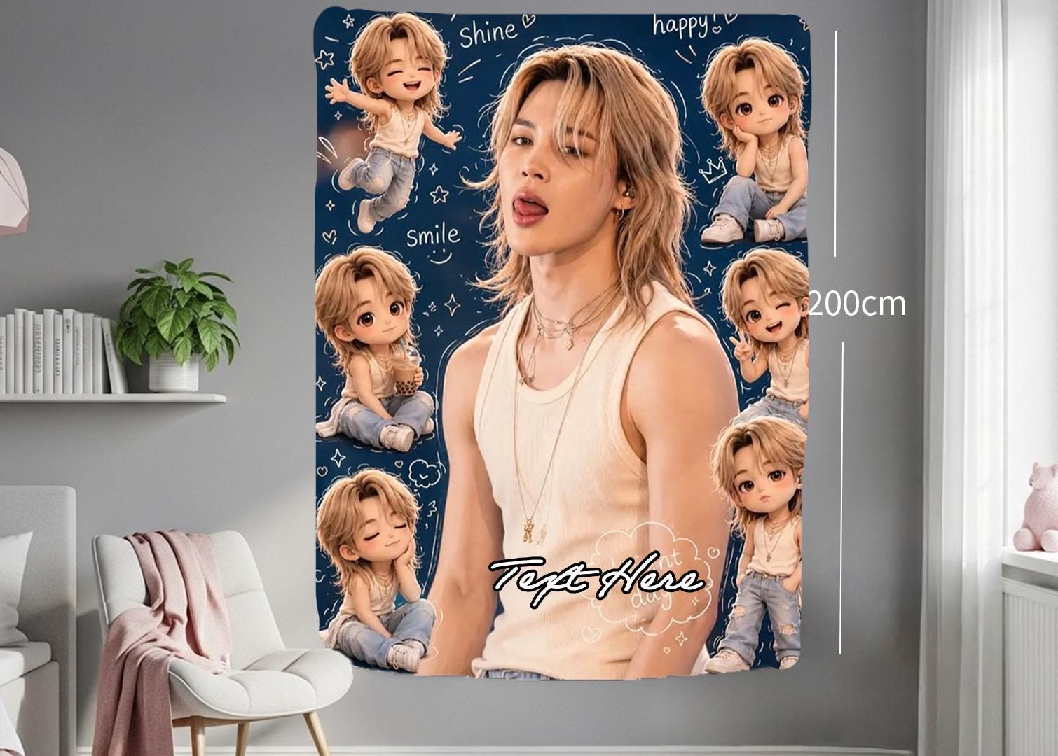 Jimin Hanging Tapestry | Bantan Boys | Personalized Wall Art | Polyester Fabric | Ship Flag Banner