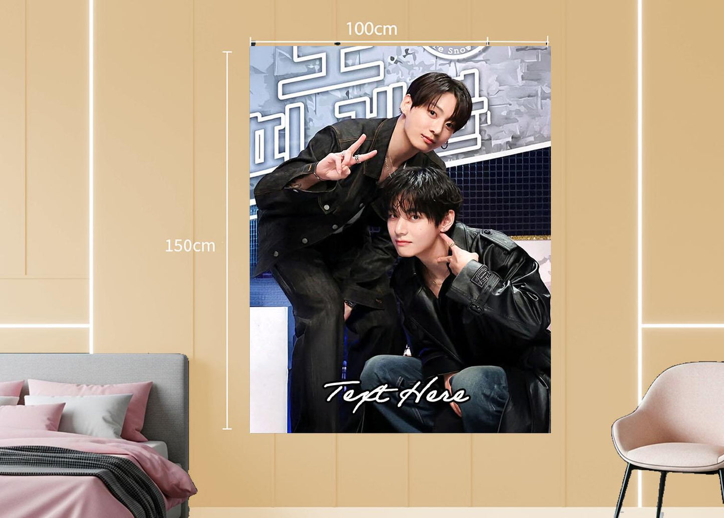 Taekook Hanging Tapestry | Bantan Boys | Personalized Wall Art | Polyester Fabric | Ship Flag Banner