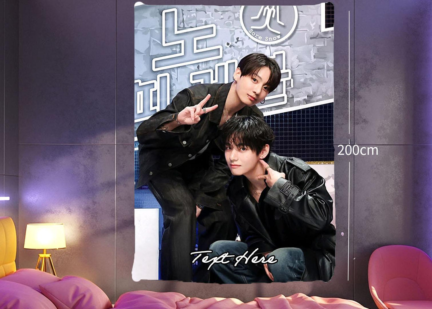 Taekook Hanging Tapestry | Bantan Boys | Personalized Wall Art | Polyester Fabric | Ship Flag Banner