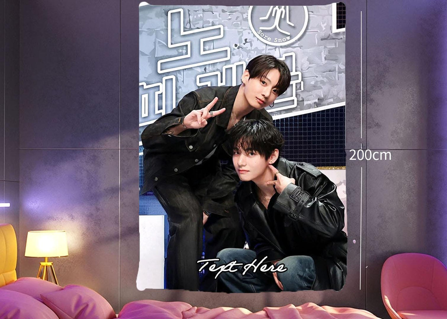 Taekook Hanging Tapestry | Bantan Boys | Personalized Wall Art | Polyester Fabric | Ship Flag Banner