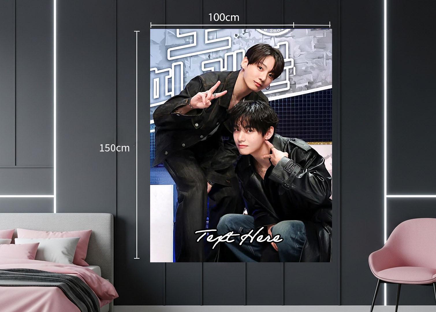 Taekook Hanging Tapestry | Bantan Boys | Personalized Wall Art | Polyester Fabric | Ship Flag Banner