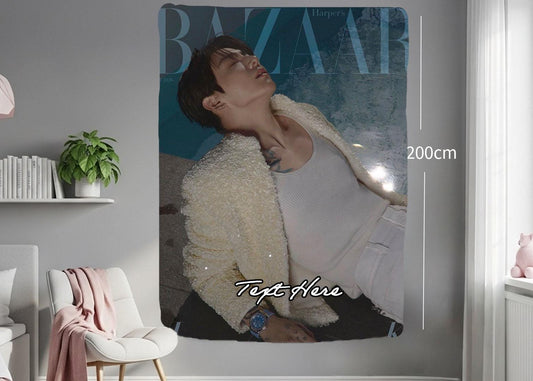 Jungkook Hanging Tapestry | Bantan Boys | Personalized Wall Art | Polyester Fabric | Ship Flag Banner