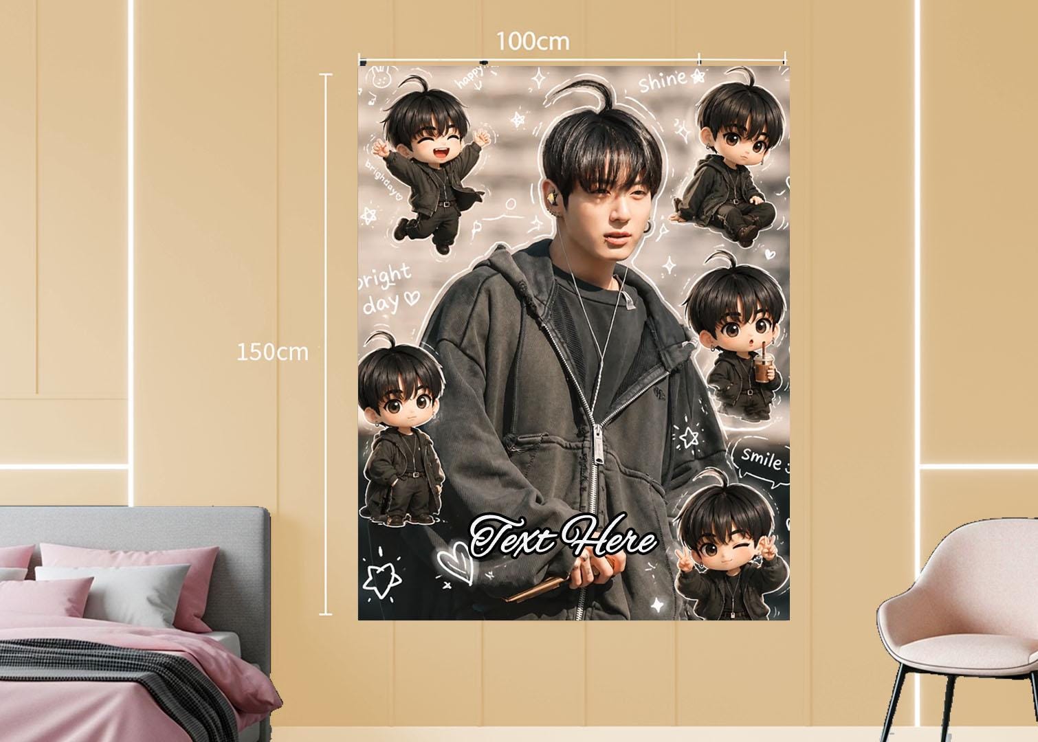 Jungkook Hanging Tapestry | Bantan Boys | Personalized Wall Art | Polyester Fabric | Ship Flag Banner
