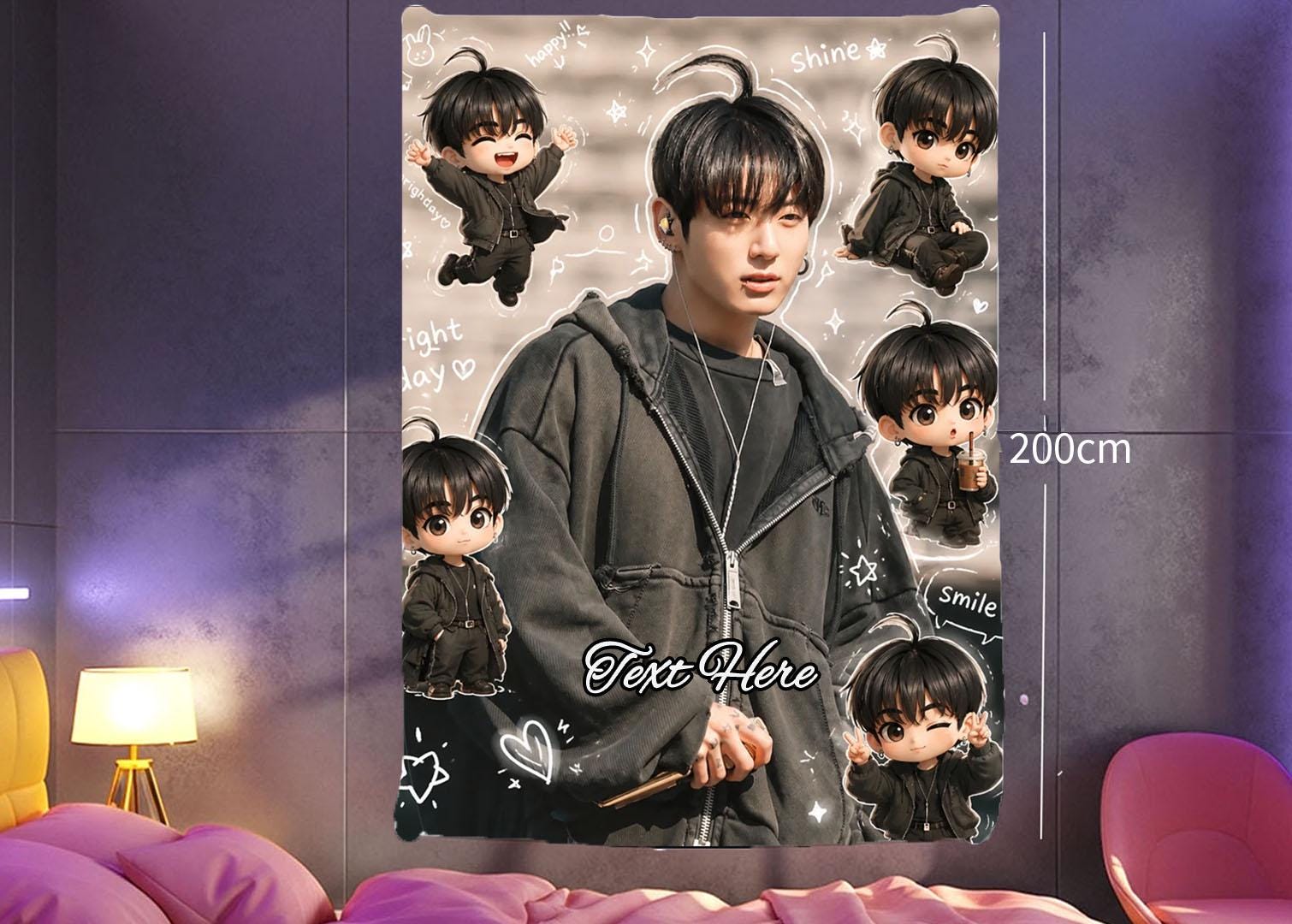 Jungkook Hanging Tapestry | Bantan Boys | Personalized Wall Art | Polyester Fabric | Ship Flag Banner