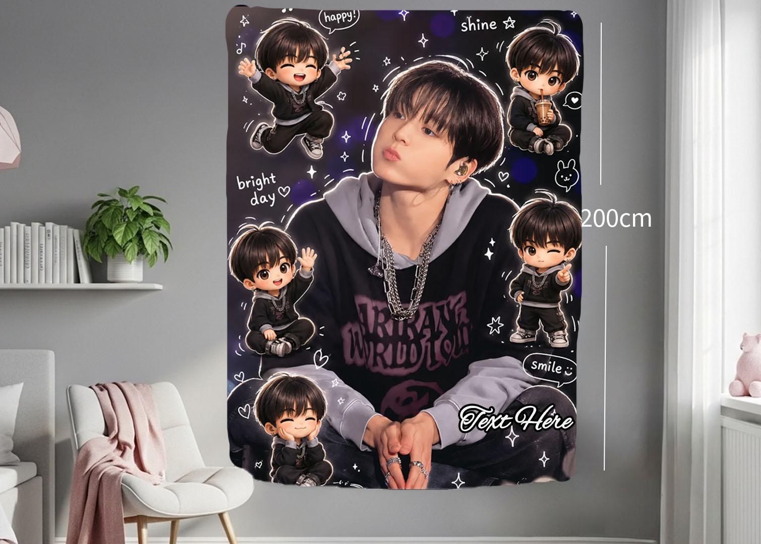 Jungkook Hanging Tapestry | Bantan Boys | Personalized Wall Art | Polyester Fabric | Ship Flag Banner