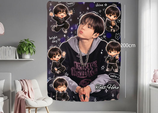 Jungkook Hanging Tapestry | Bantan Boys | Personalized Wall Art | Polyester Fabric | Ship Flag Banner