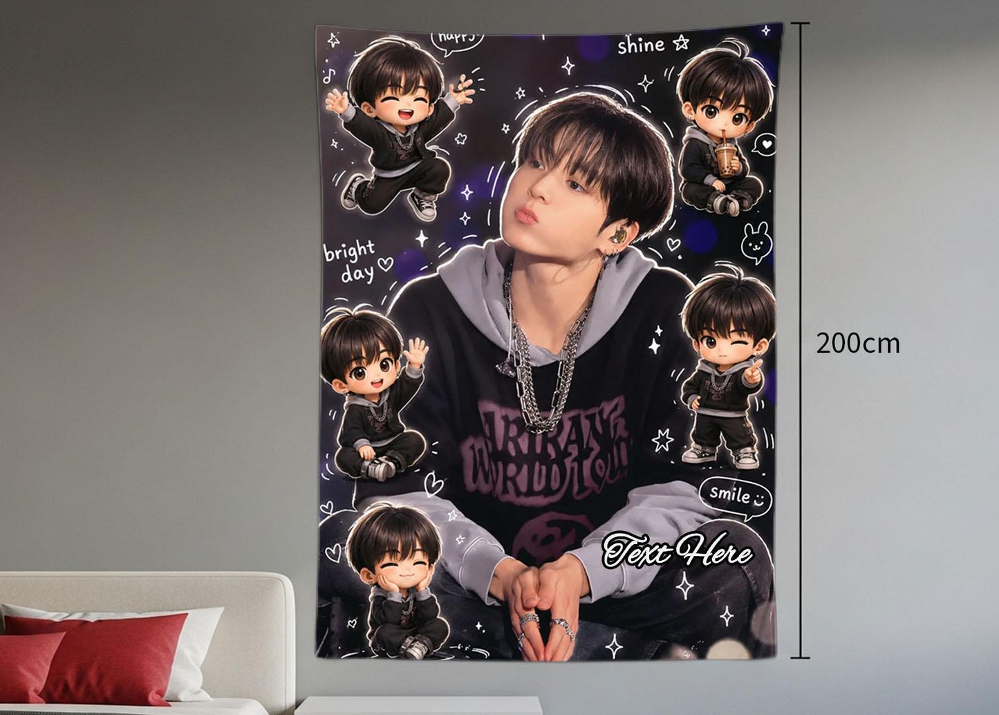 Jungkook Hanging Tapestry | Bantan Boys | Personalized Wall Art | Polyester Fabric | Ship Flag Banner