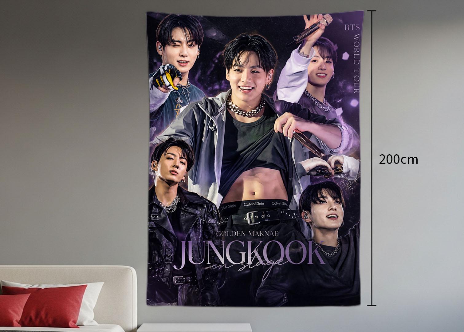 Jungkook Hanging Tapestry | Bantan Boys | Personalized Wall Art | Polyester Fabric | Ship Flag Banner