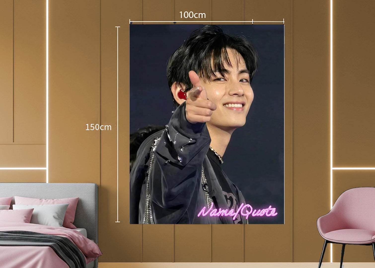 Taehyung Hanging Tapestry | Bantan Boys | Personalized Wall Art | Polyester Fabric | Ship Flag Banner