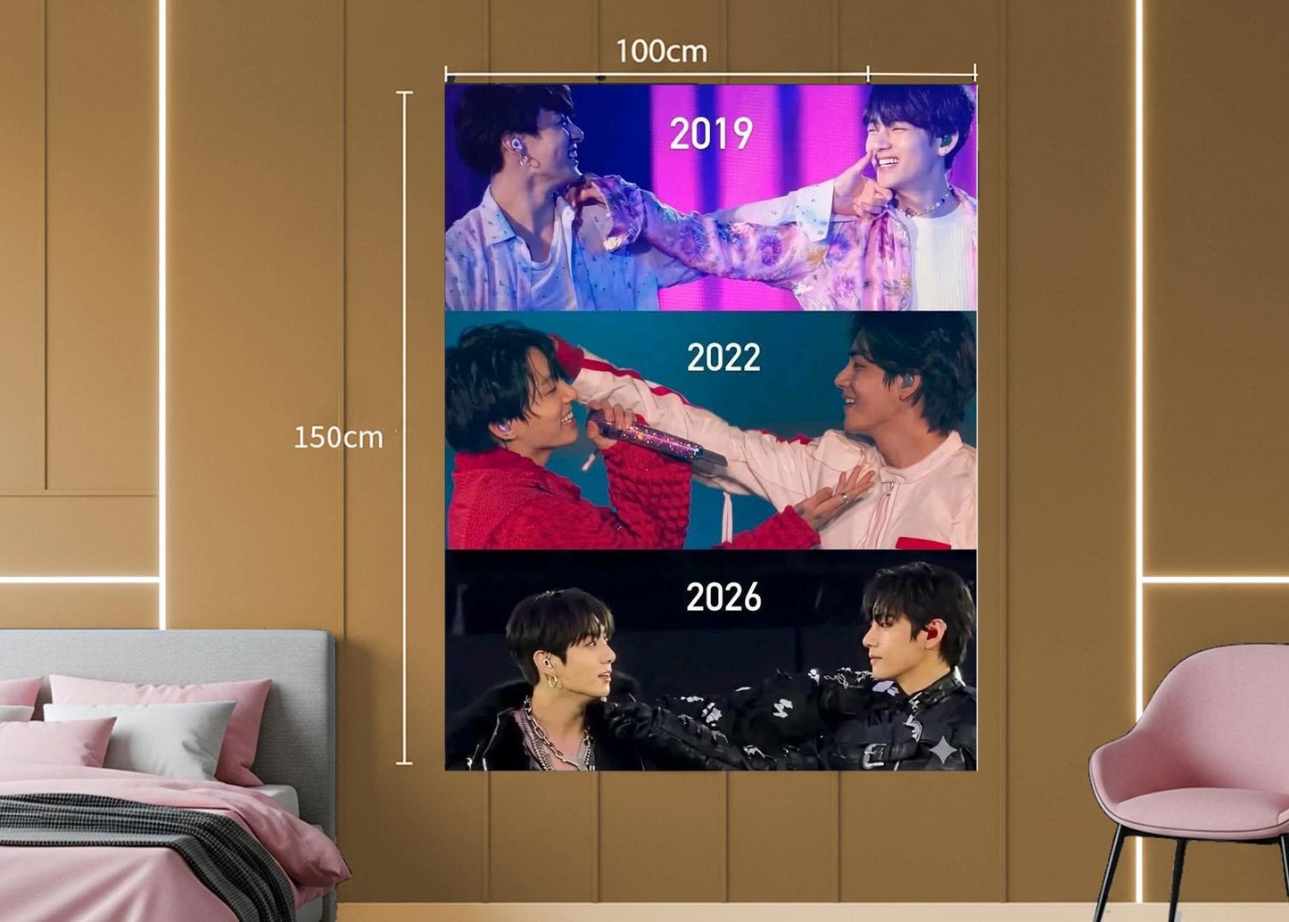 Taekook Hanging Tapestry | Bantan Boys | Personalized Wall Art | Polyester Fabric | Ship Flag Banner