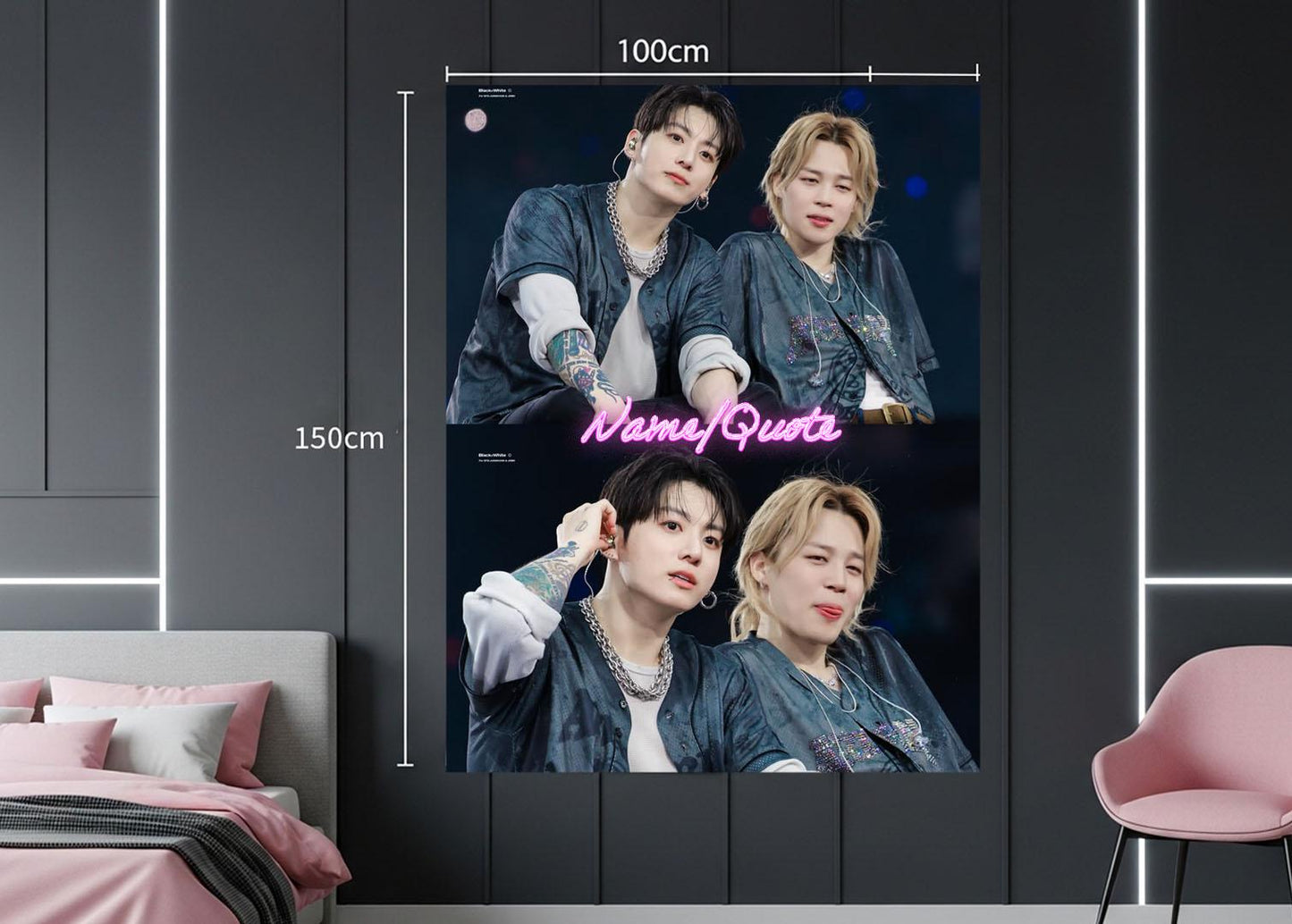 Jikook Hanging Tapestry | Bantan Boys | Personalized Wall Art | Polyester Fabric | Ship Flag Banner