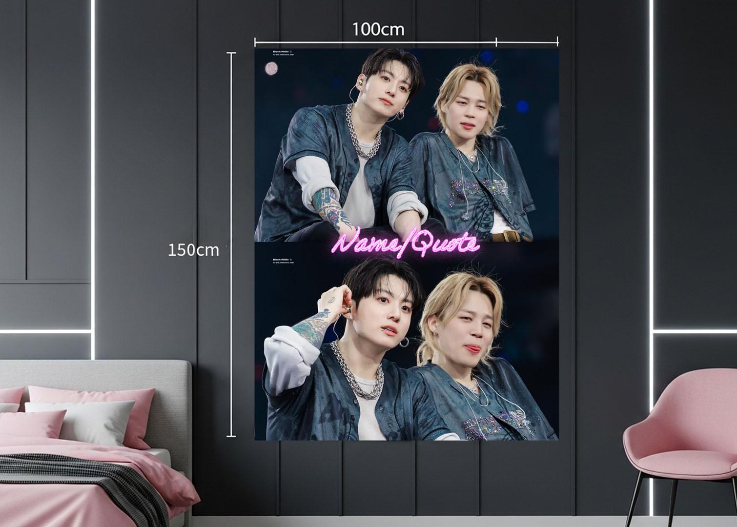 Jikook Hanging Tapestry | Bantan Boys | Personalized Wall Art | Polyester Fabric | Ship Flag Banner