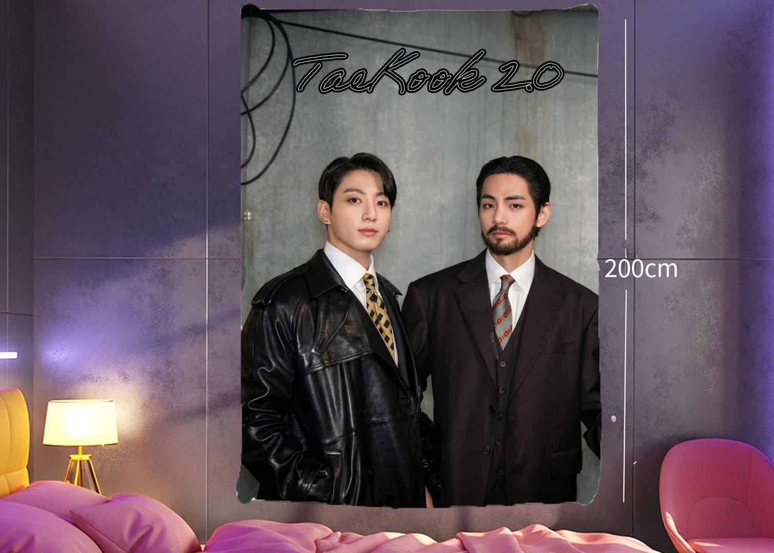 Taekook Hanging Tapestry | Bantan Boys | Personalized Wall Art | Polyester Fabric | Ship Flag Banner