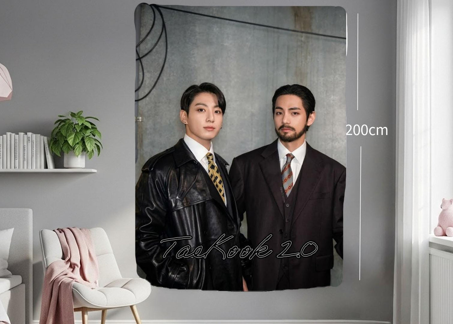 Taekook Hanging Tapestry | Bantan Boys | Personalized Wall Art | Polyester Fabric | Ship Flag Banner