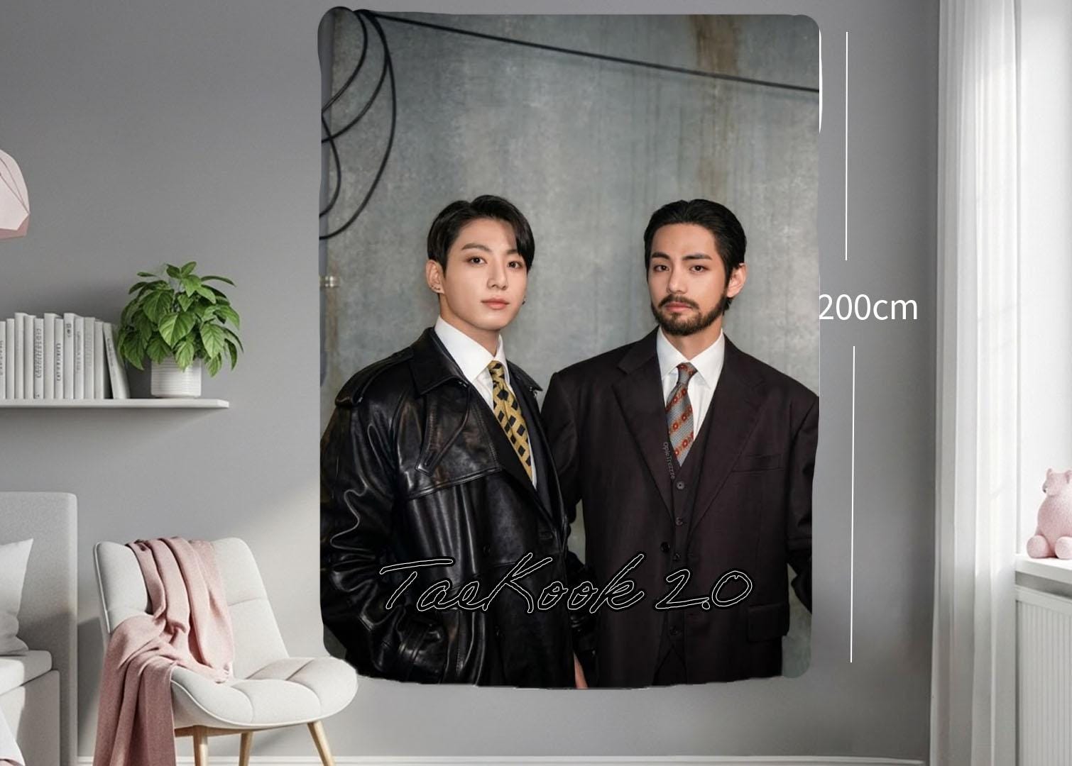 Taekook Hanging Tapestry | Bantan Boys | Personalized Wall Art | Polyester Fabric | Ship Flag Banner