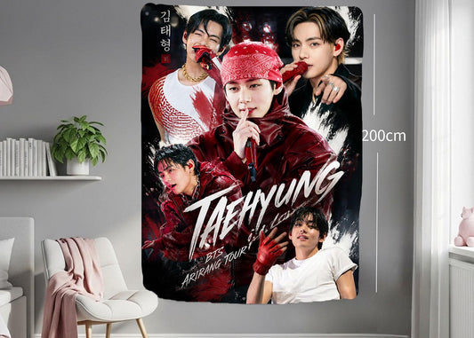 Taehyung Hanging Tapestry | Bantan Boys | Personalized Wall Art | Polyester Fabric | Ship Flag Banner