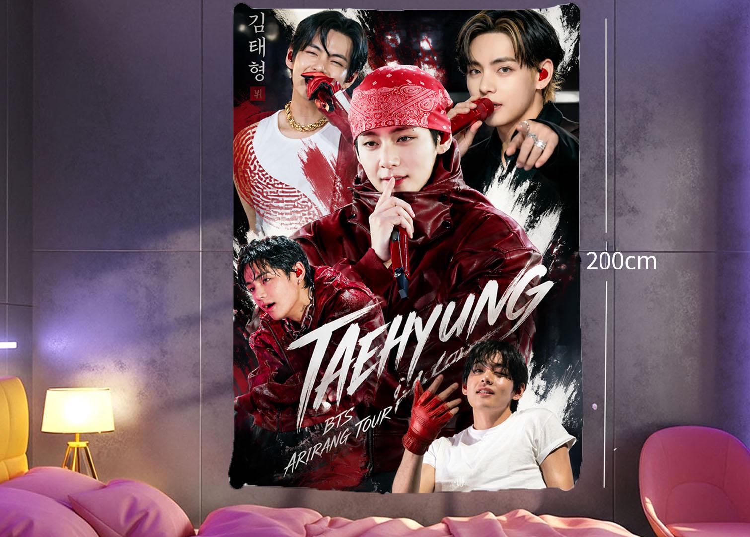 Taehyung Hanging Tapestry | Bantan Boys | Personalized Wall Art | Polyester Fabric | Ship Flag Banner