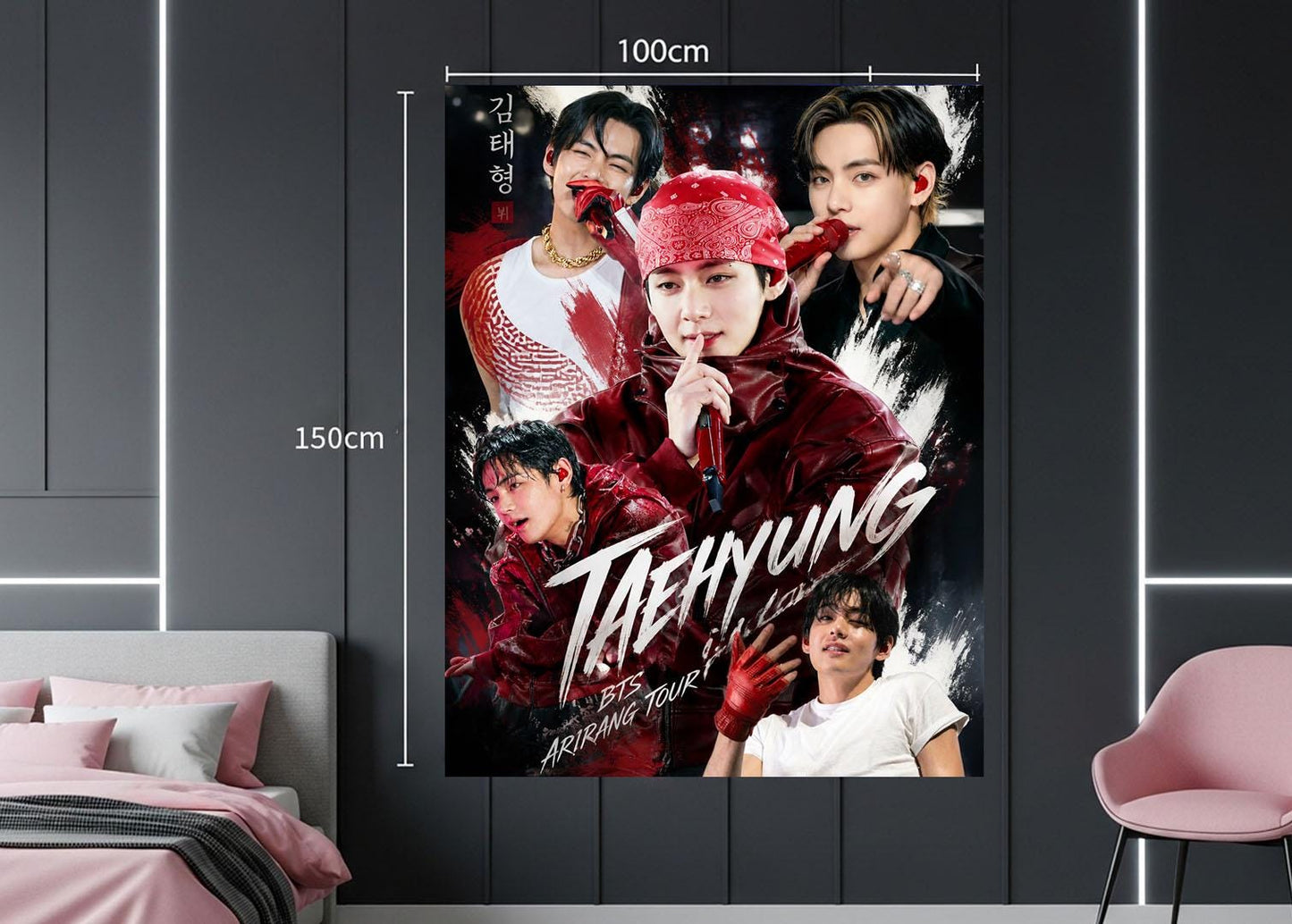 Taehyung Hanging Tapestry | Bantan Boys | Personalized Wall Art | Polyester Fabric | Ship Flag Banner