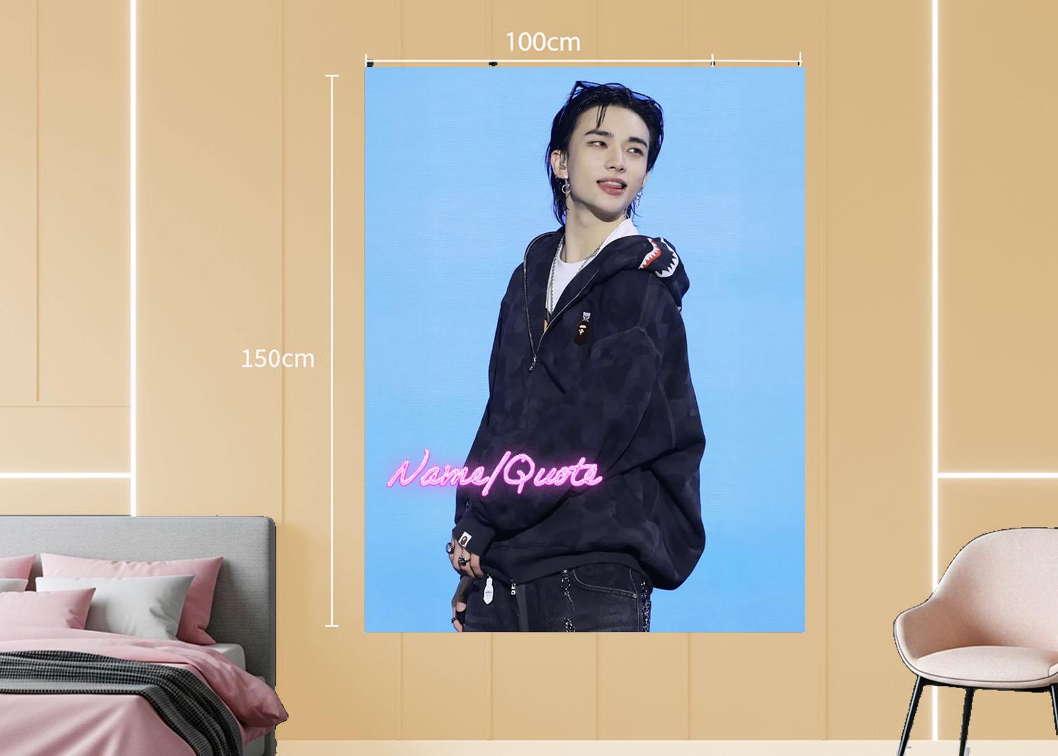 Hyunjin Hanging Tapestry | Stray Kids | Personalized Wall Art | Polyester Fabric | Ship Flag Banner