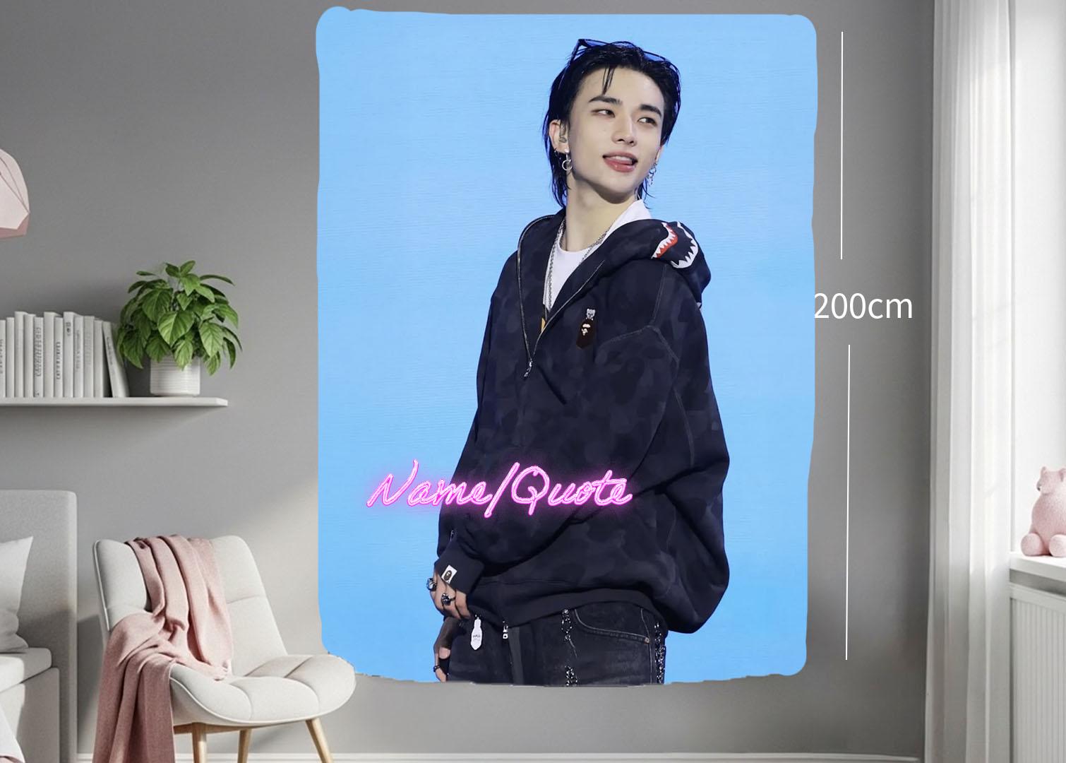 Hyunjin Hanging Tapestry | Stray Kids | Personalized Wall Art | Polyester Fabric | Ship Flag Banner
