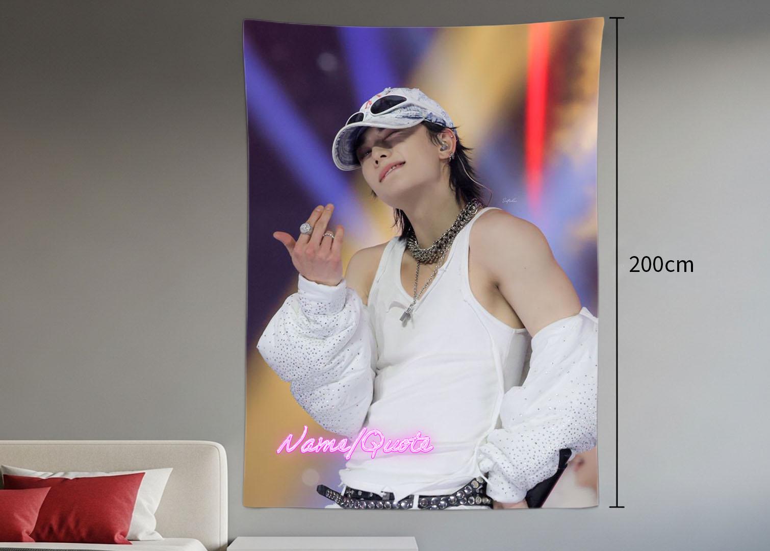 Hyunjin Hanging Tapestry | Stray Kids | Personalized Wall Art | Polyester Fabric | Ship Flag Banner