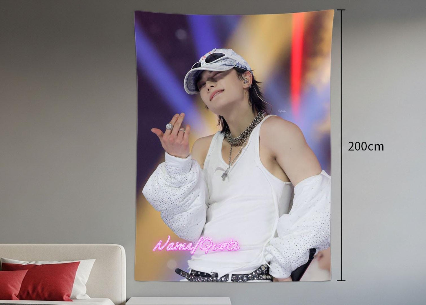 Hyunjin Hanging Tapestry | Stray Kids | Personalized Wall Art | Polyester Fabric | Ship Flag Banner