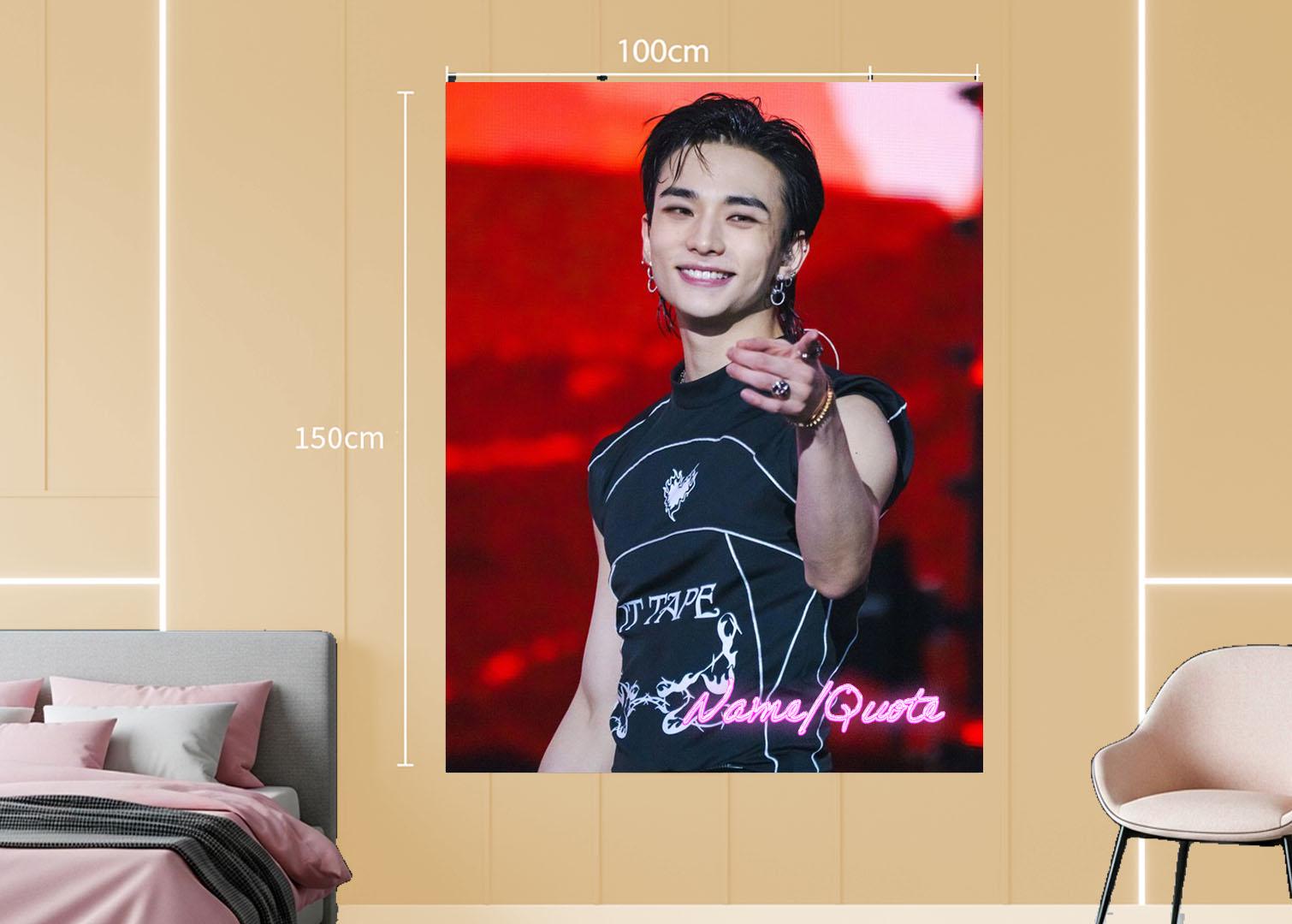 Hyunjin Hanging Tapestry | Stray Kids | Personalized Wall Art | Polyester Fabric | Ship Flag Banner
