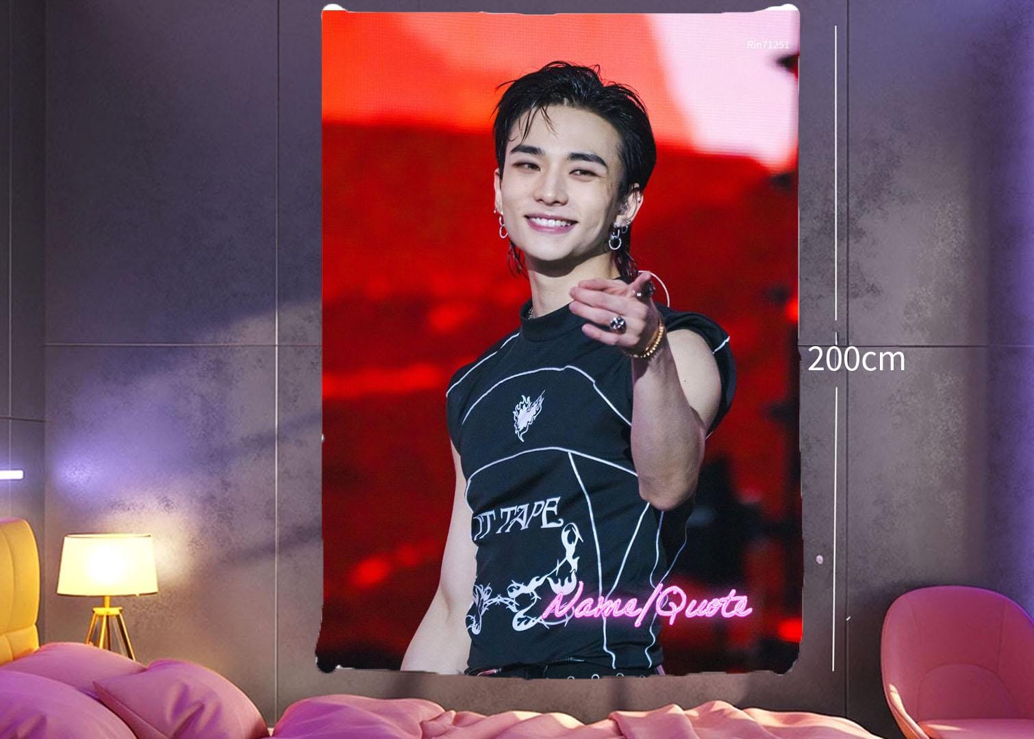 Hyunjin Hanging Tapestry | Stray Kids | Personalized Wall Art | Polyester Fabric | Ship Flag Banner