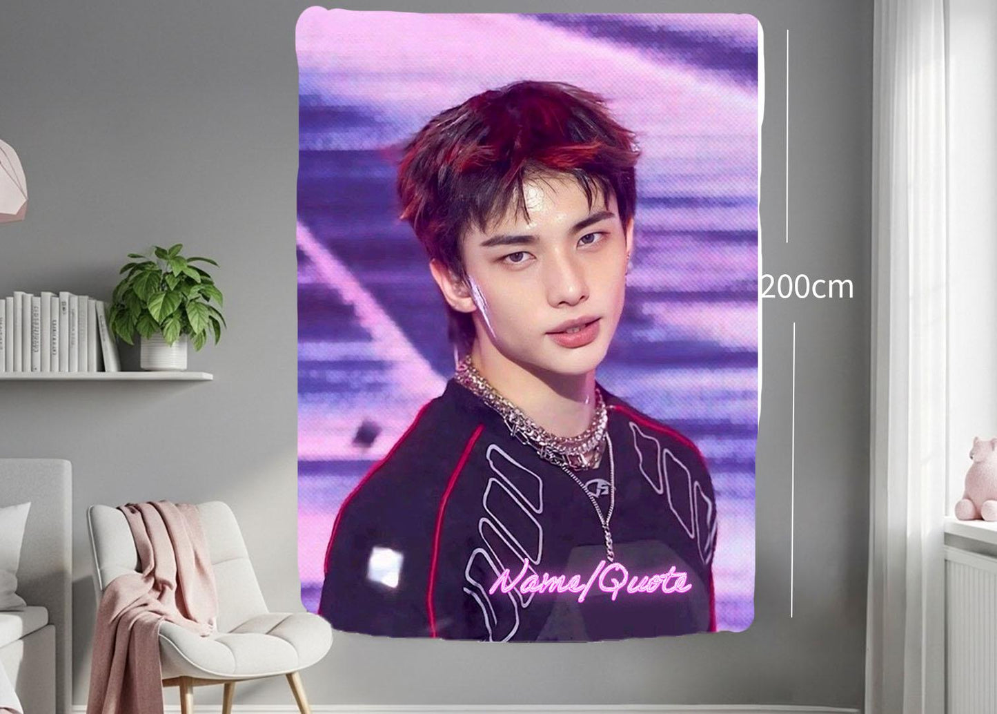 Hyunjin Hanging Tapestry | Stray Kids | Personalized Wall Art | Polyester Fabric | Ship Flag Banner