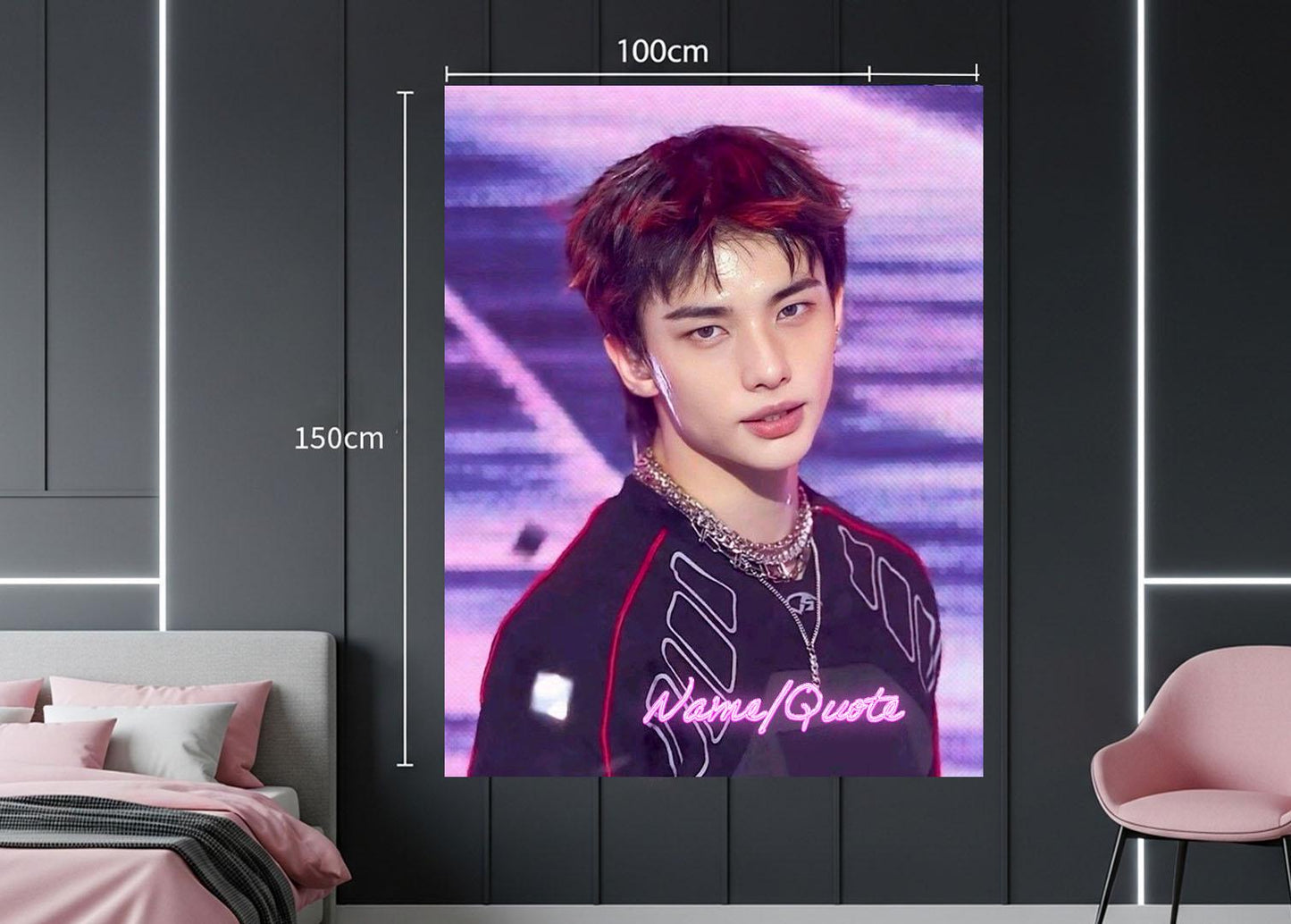 Hyunjin Hanging Tapestry | Stray Kids | Personalized Wall Art | Polyester Fabric | Ship Flag Banner