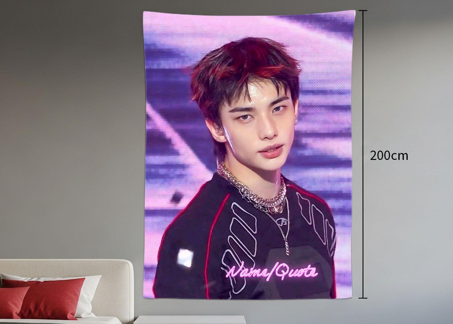 Hyunjin Hanging Tapestry | Stray Kids | Personalized Wall Art | Polyester Fabric | Ship Flag Banner