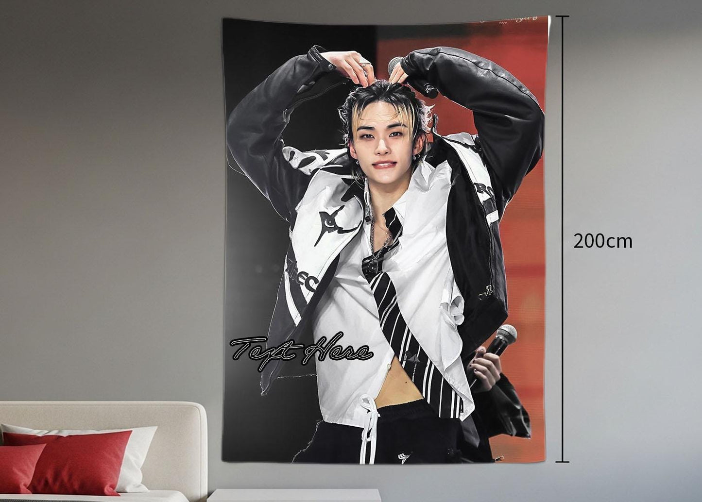 Hyunjin Hanging Tapestry | Stray Kids | Personalized Wall Art | Polyester Fabric | Ship Flag Banner