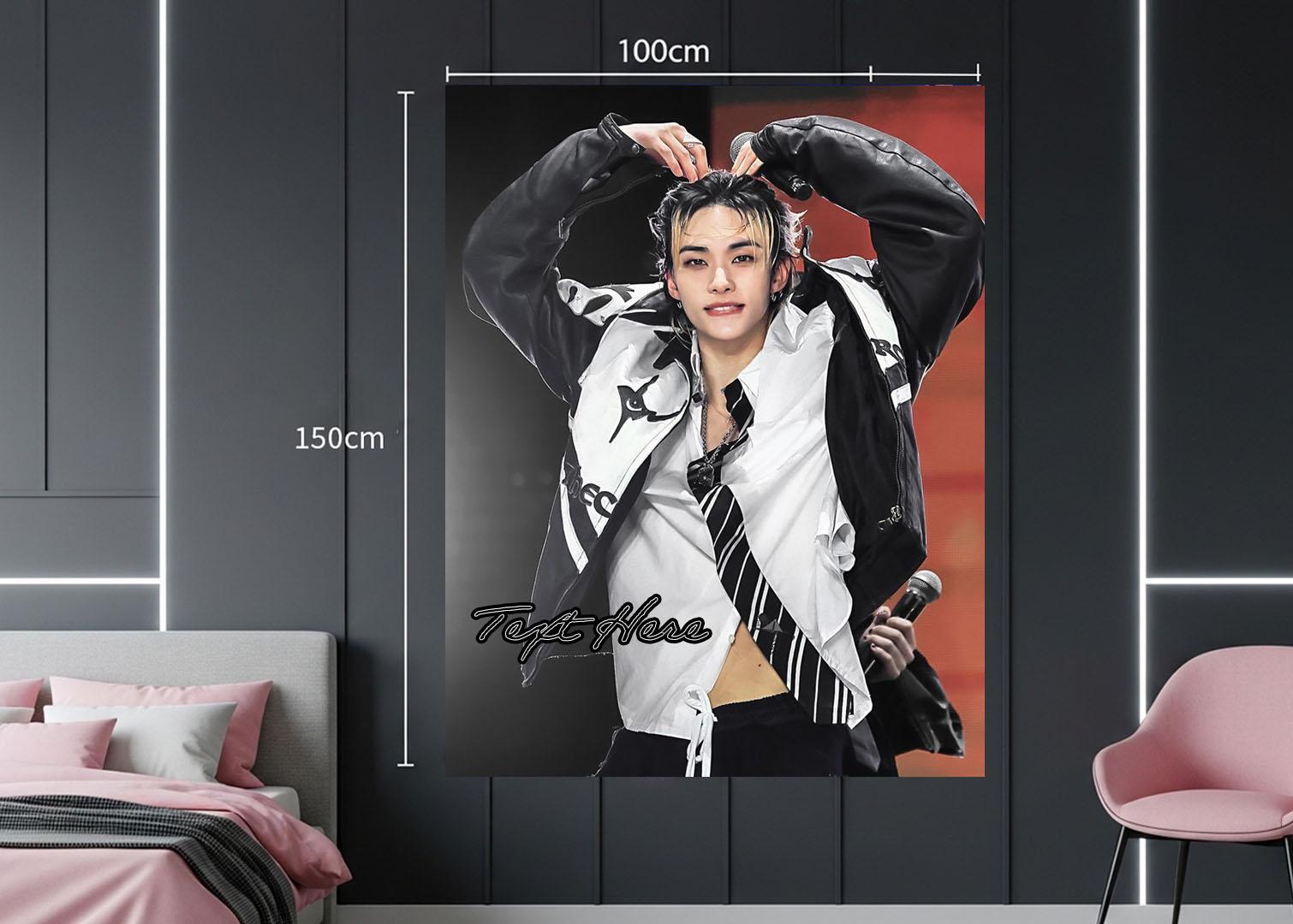Hyunjin Hanging Tapestry | Stray Kids | Personalized Wall Art | Polyester Fabric | Ship Flag Banner