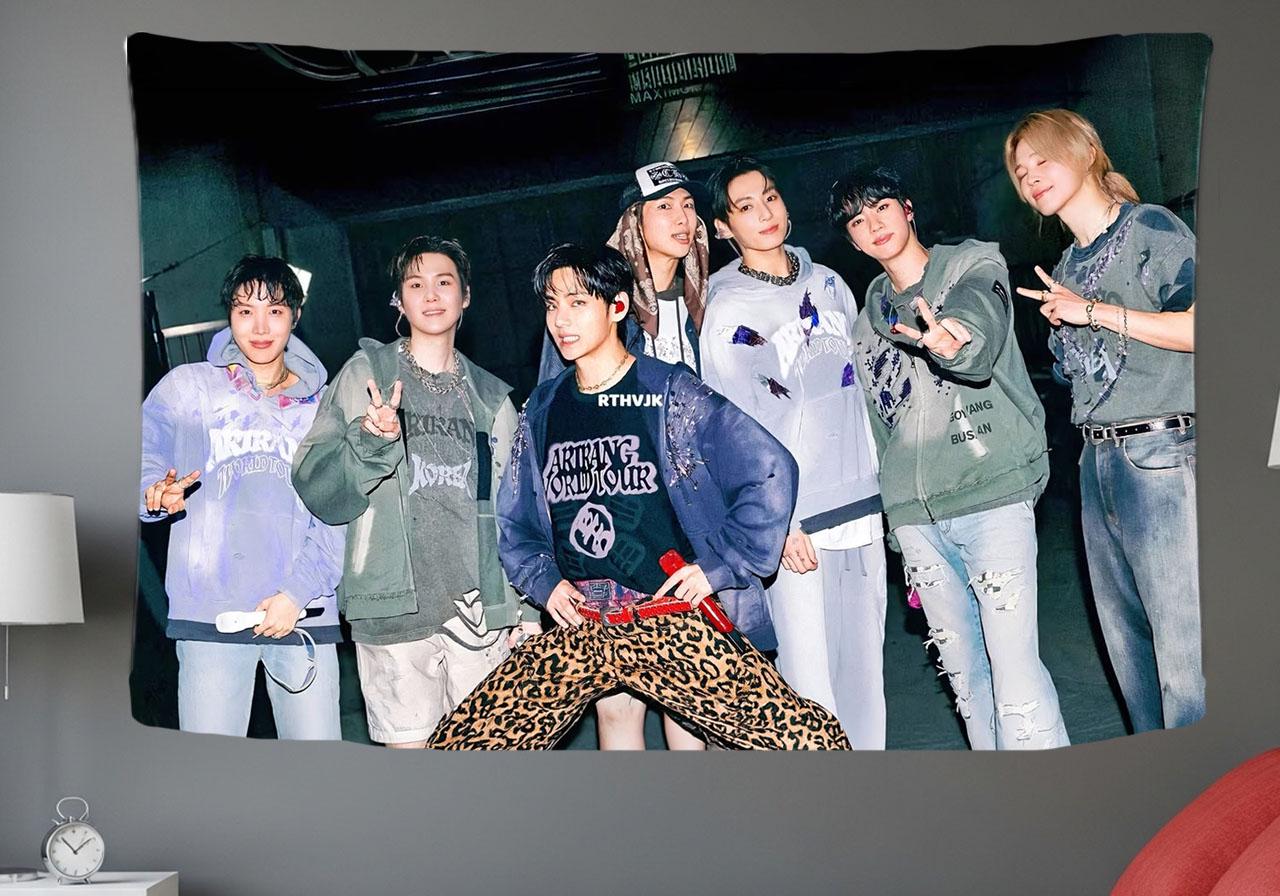 Bangtan Hanging Tapestry | Bantan Boys | Personalized Wall Art | Polyester Fabric | Ship Flag Banner