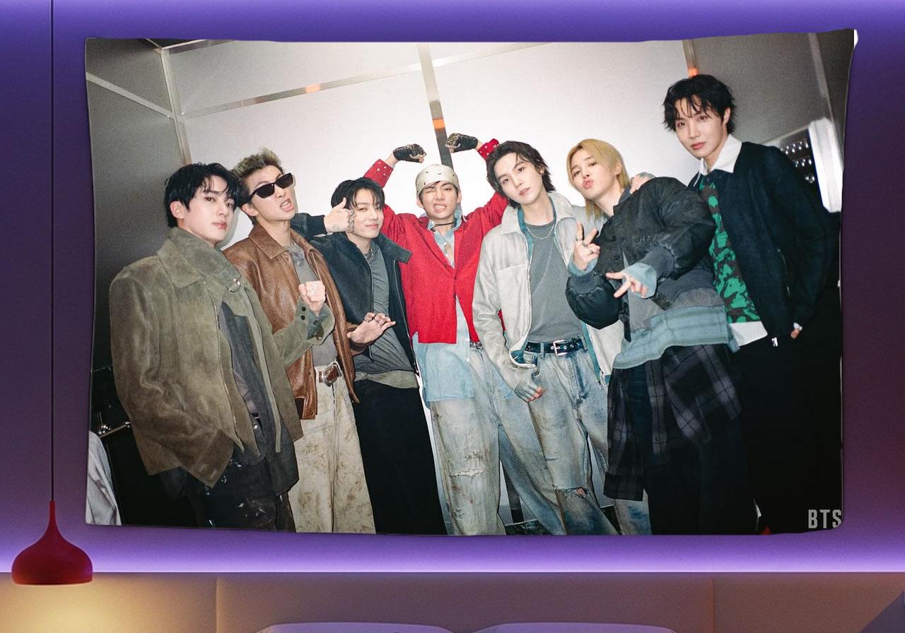 Bangtan Hanging Tapestry | Bantan Boys | Personalized Wall Art | Polyester Fabric | Ship Flag Banner