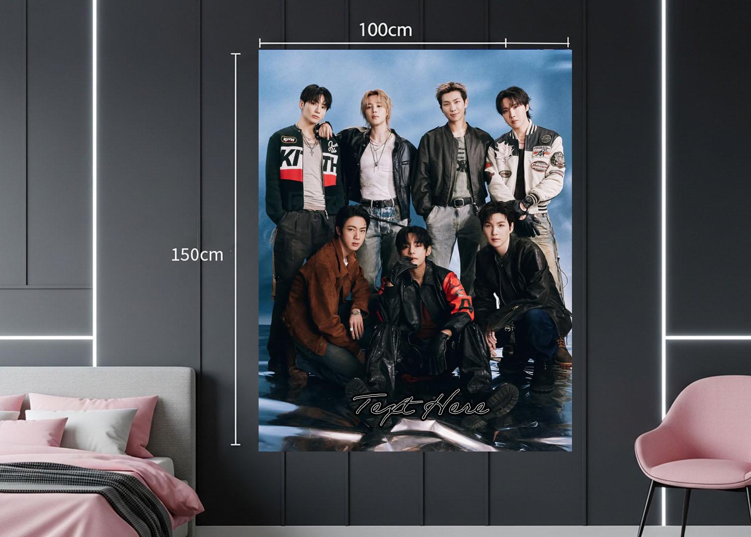 Bangtan Hanging Tapestry | Bantan Boys | Personalized Wall Art | Polyester Fabric | Ship Flag Banner