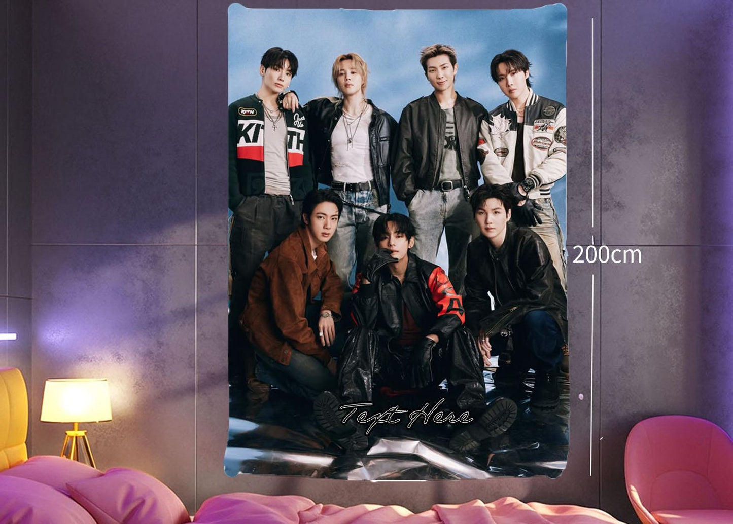 Bangtan Hanging Tapestry | Bantan Boys | Personalized Wall Art | Polyester Fabric | Ship Flag Banner