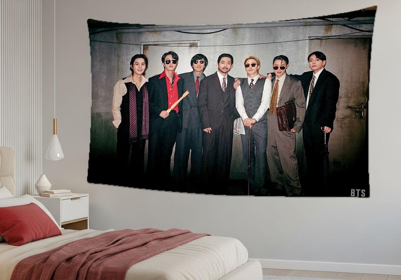 Bangtan Hanging Tapestry | Bantan Boys | Personalized Wall Art | Polyester Fabric | Ship Flag Banner