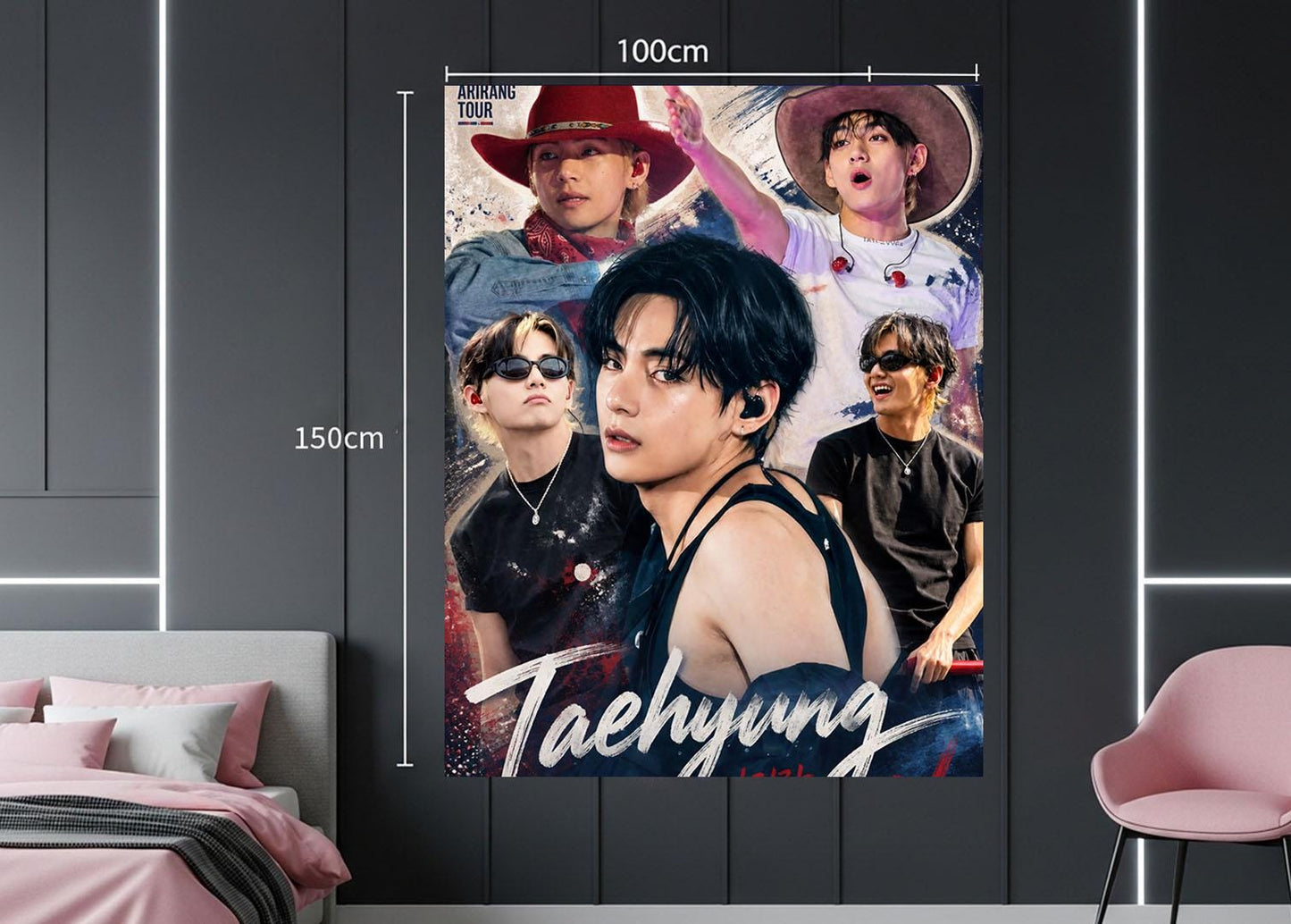 Taehyung Hanging Tapestry | Bantan Boys | Personalized Wall Art | Polyester Fabric | Ship Flag Banner