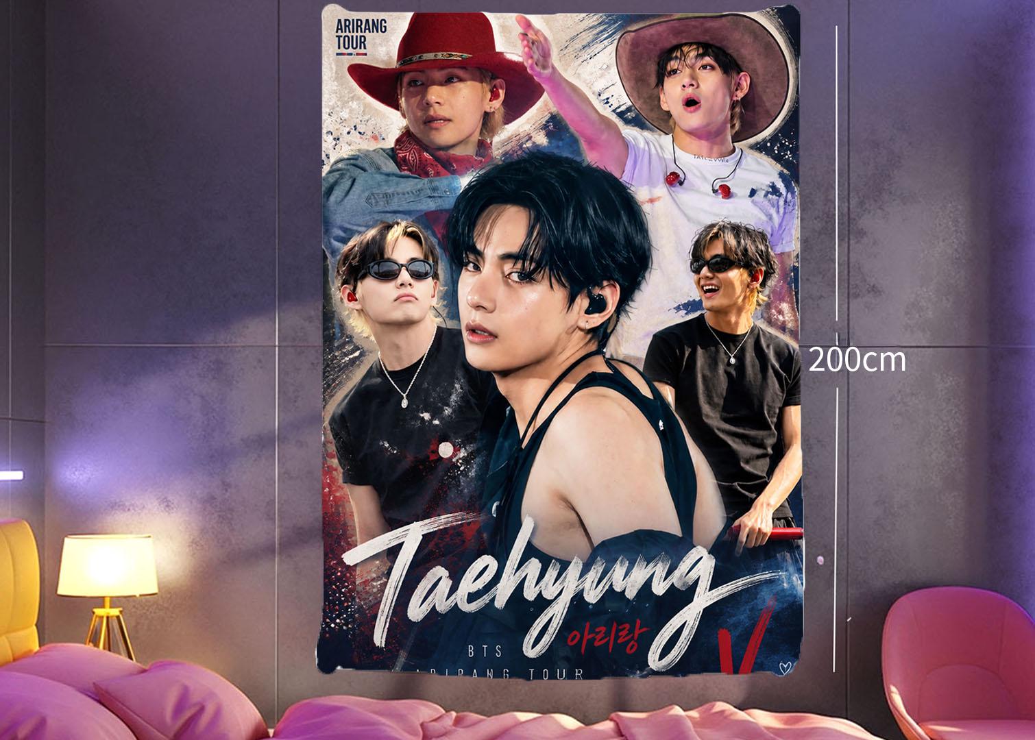 Taehyung Hanging Tapestry | Bantan Boys | Personalized Wall Art | Polyester Fabric | Ship Flag Banner
