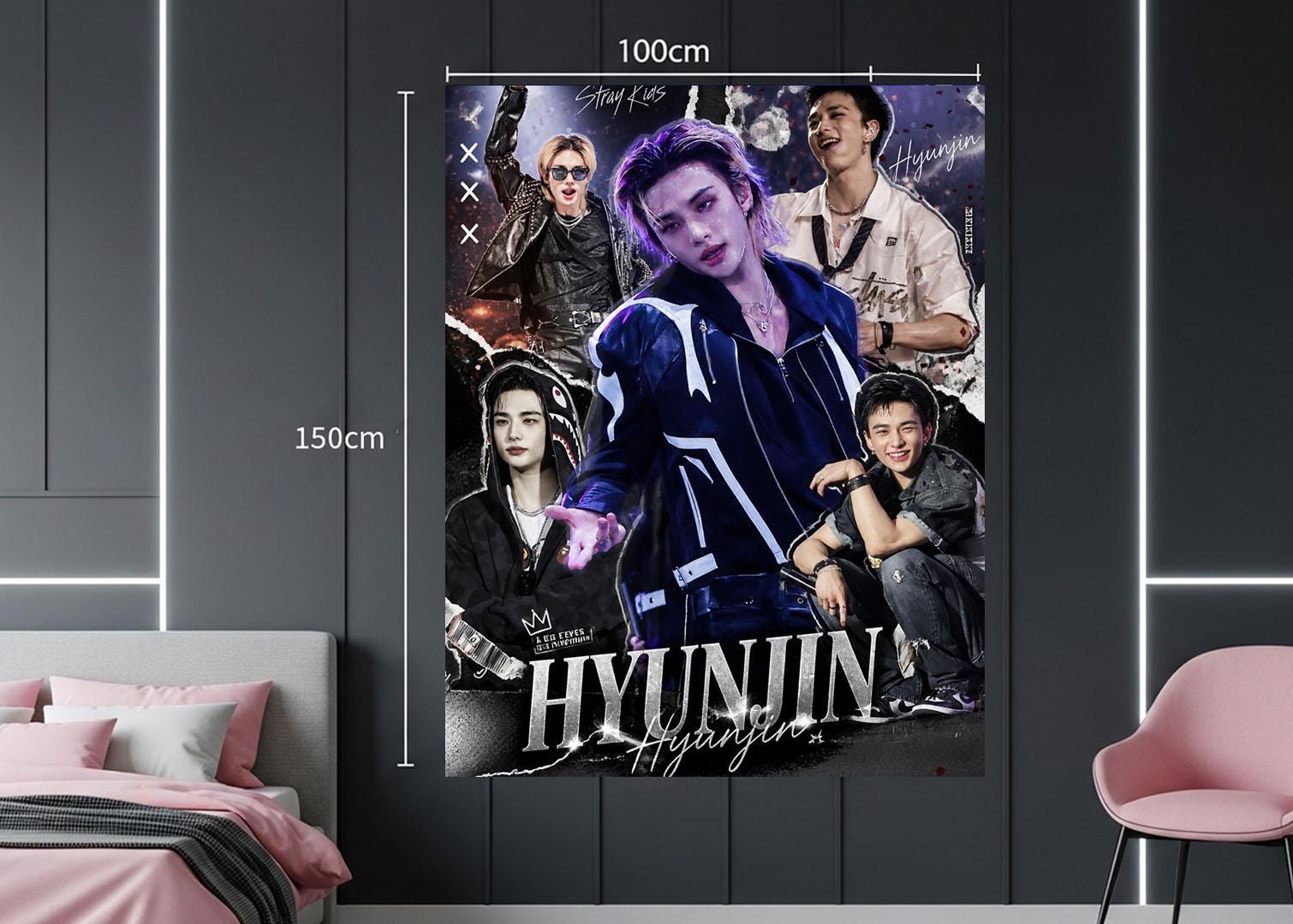 Hyunjin Hanging Tapestry | Stray Kids | Personalized Wall Art | Polyester Fabric | Ship Flag Banner
