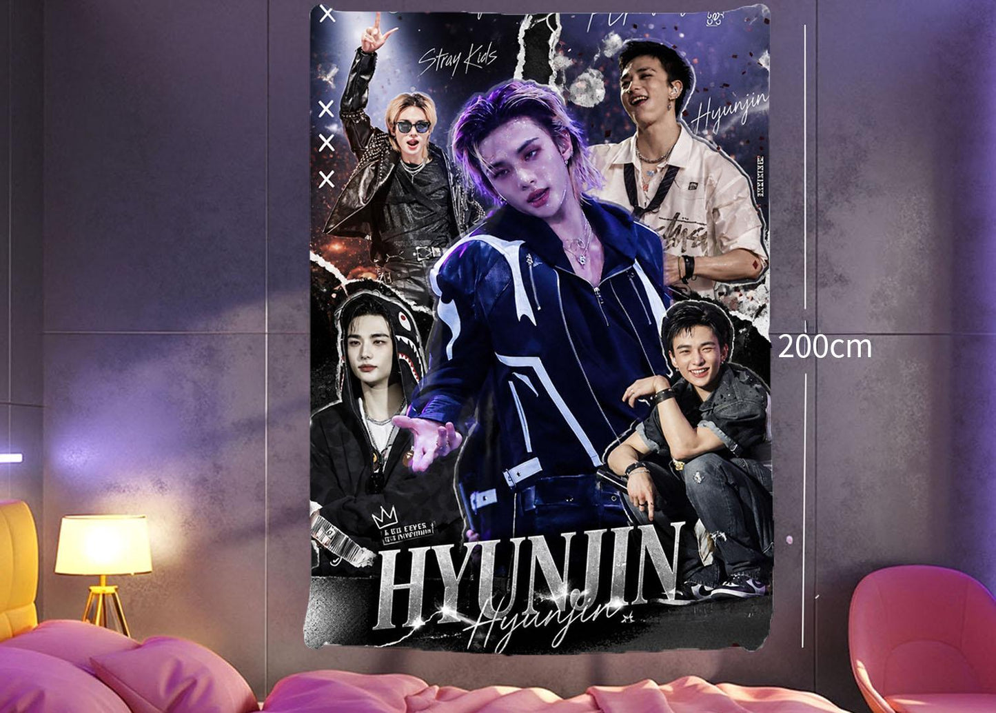 Hyunjin Hanging Tapestry | Stray Kids | Personalized Wall Art | Polyester Fabric | Ship Flag Banner