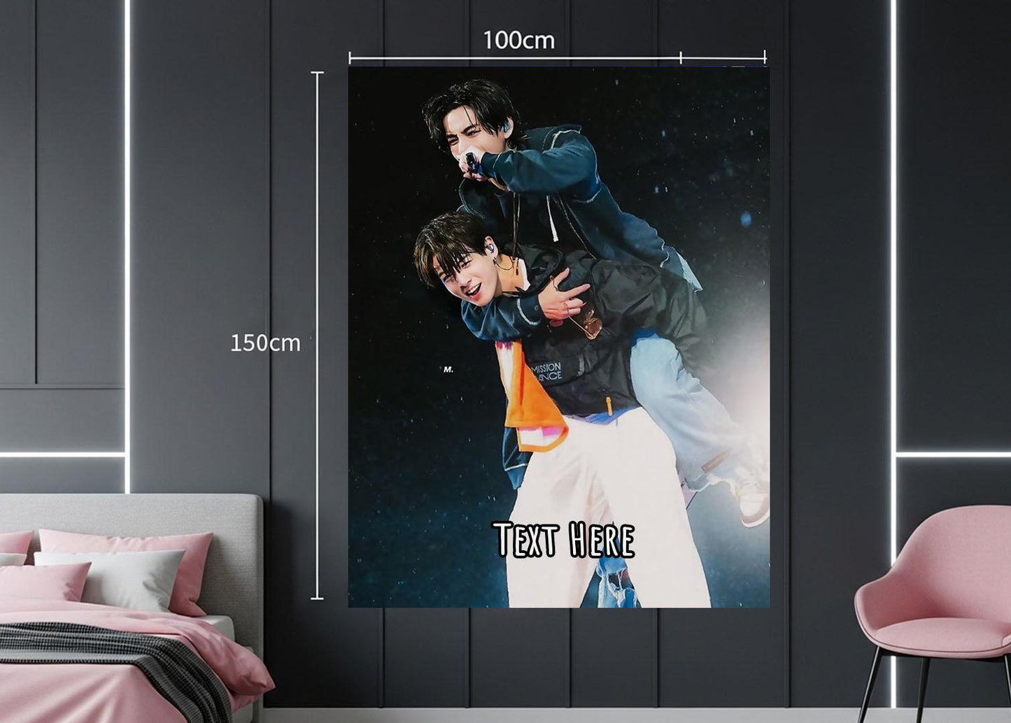 Taekook Hanging Tapestry | Bantan Boys | Personalized Wall Art | Polyester Fabric | Ship Flag Banner